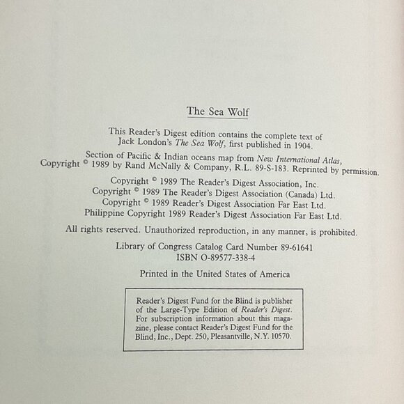 The Sea Wolf By Jack London 1989‎ Readers Digest Edition Hardcover Book - Picture 5 of 7